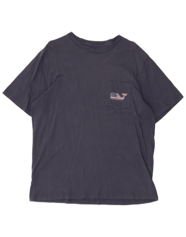 Vineyard Vines Mens USA Graphic T-Shirt Top Medium Navy Blue Cotton