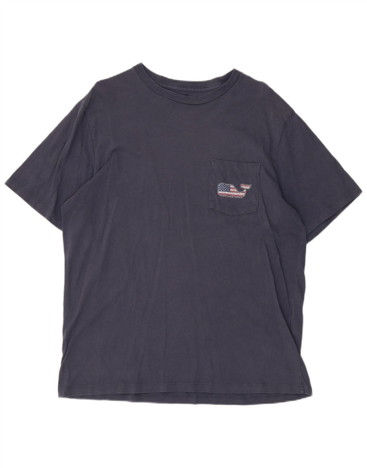 T-shirt grafica da uomo Vineyard Vines USA Top in cotone blu navy medio
