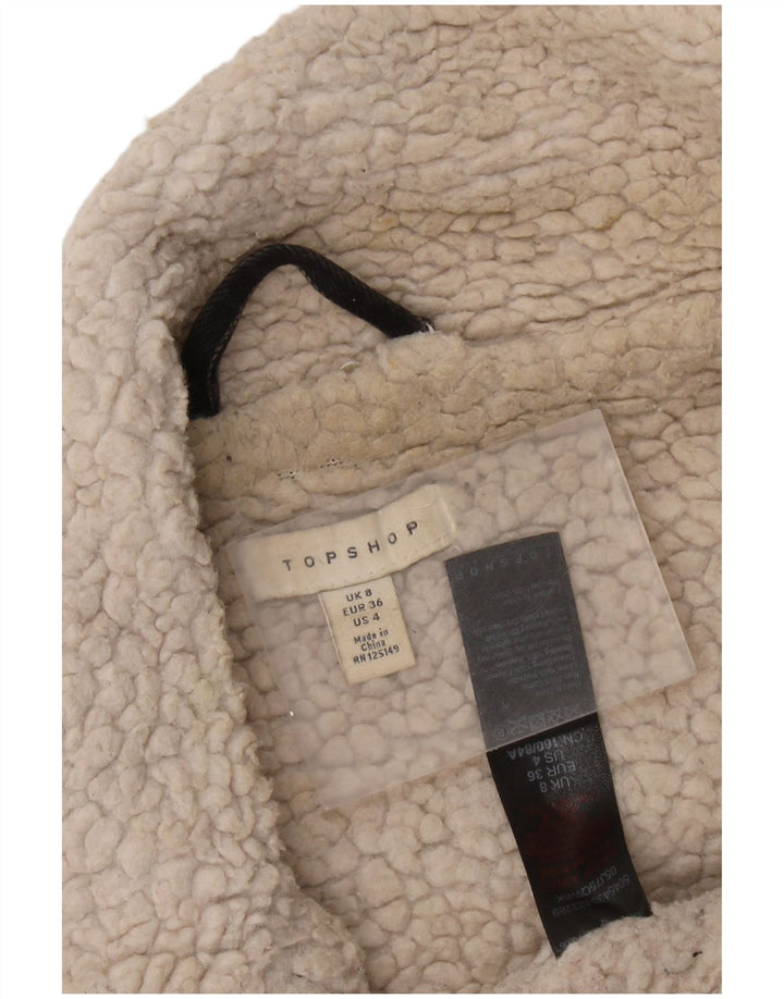 Topshop Giacca in denim Sherpa oversize da donna UK 8 Small Black Classic