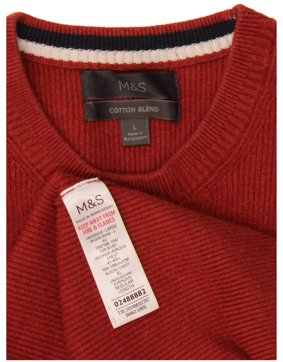 Maglione maglione girocollo da uomo Marks & Spencer grande poliestere arancione