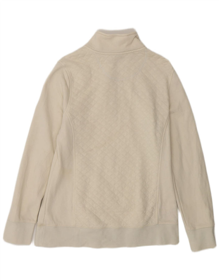 Felpa da donna oversize con collo con zip L.L.Bean, maglione UK 10 piccolo bianco