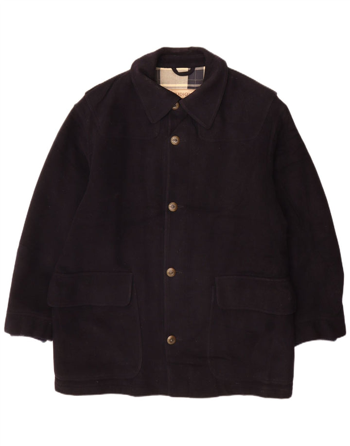Cappotto da uomo Ferre IT 50 Large in lana vergine blu navy