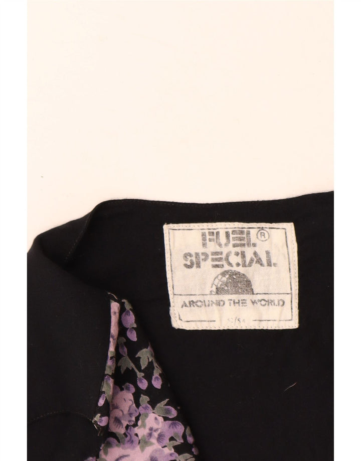 Gilet Uomo VINTAGE IT 52/54 Grande Viscosa Floreale Nera