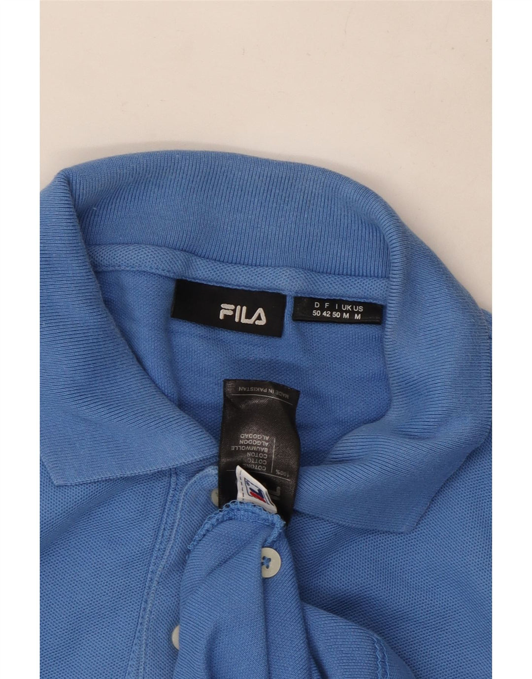Polo da uomo a maniche lunghe Fila in cotone blu medio