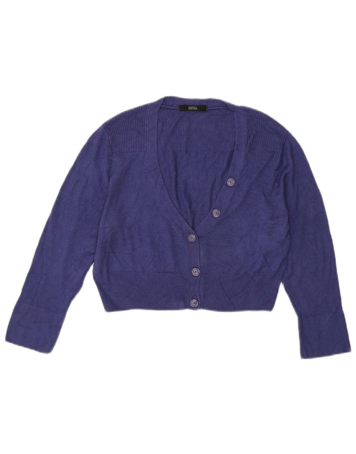 MARKS & SPENCER Womens Crop Cardigan Sweater UK 10 Small Purple