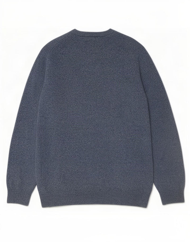 Maglione maglione girocollo da uomo Marks & Spencer piccolo lana d'agnello screziata blu