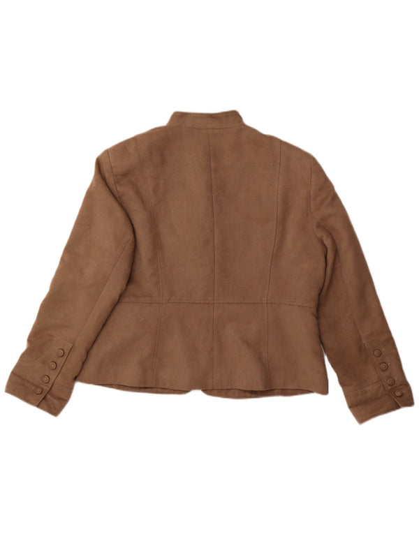 Giacca blazer in ecopelle a 6 bottoni da donna M&Co UK 20 2XL Poliestere beige