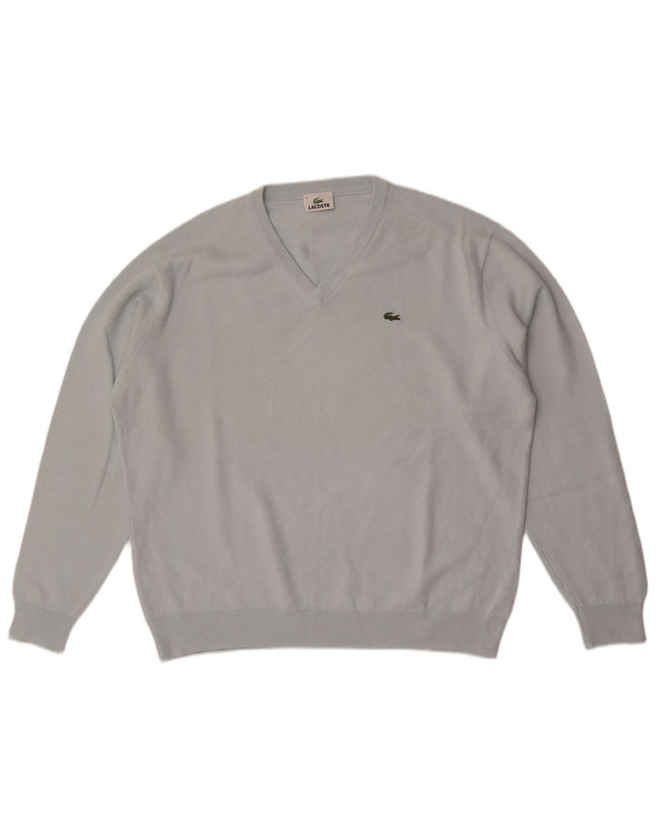 Maglione maglione da uomo con scollo a V Lacoste taglia 6 XL lana blu