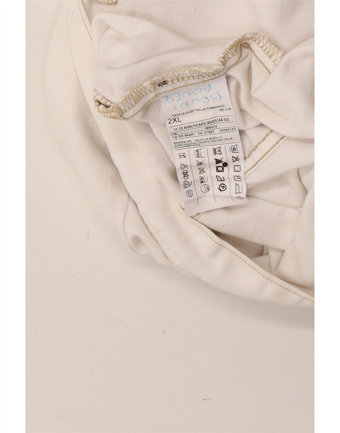 BENETTON Girls Denim Jacket 11-12 Years 2XL White Cotton Vintage Benetton and Second-Hand Benetton from Messina Hembry 