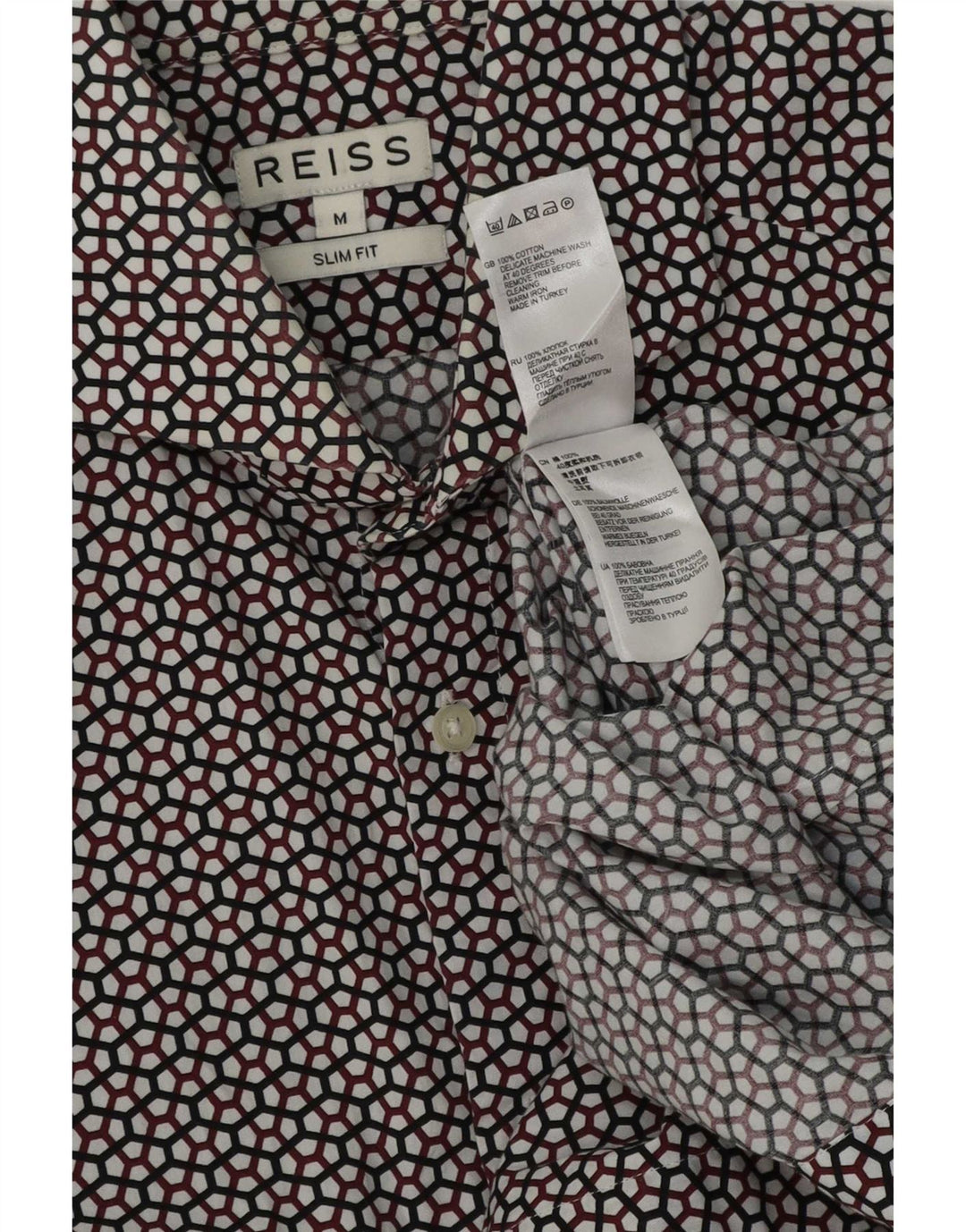 Camicia Reiss da uomo slim fit in cotone geometrico multicolore medio