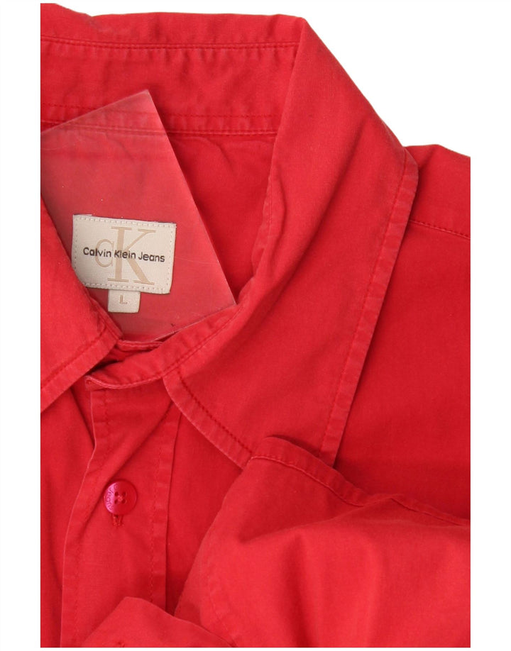 CALVIN KLEIN JEANS Camicia a maniche corte da uomo Large Rossa