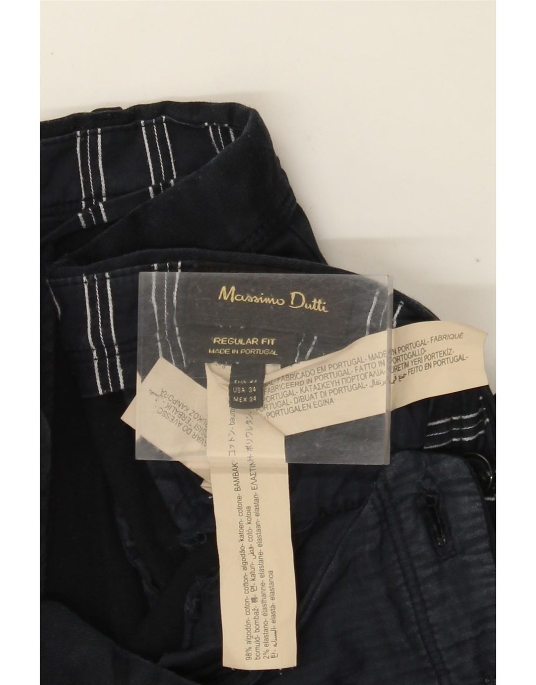 MASSIMO DUTTI Pantaloni chino da uomo EU 44 Large W34 L32 Blu navy