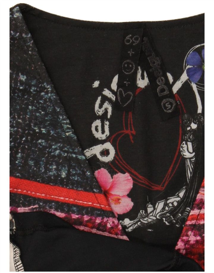 DESIGUAL Abito tubino con maniche a 3/4 da donna UK 10 Piccolo nero geometrico