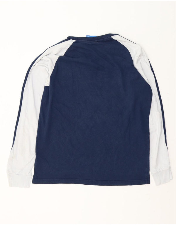 ADIDAS Top grafico da uomo a maniche lunghe grande in cotone color block blu navy