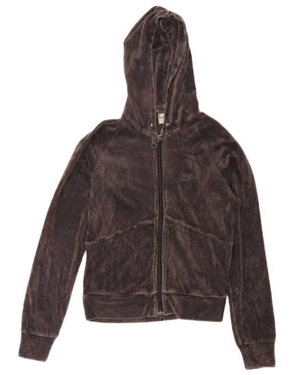 Felpa con cappuccio e zip in velluto da donna Nike UK 10/12 Cotone grigio medio