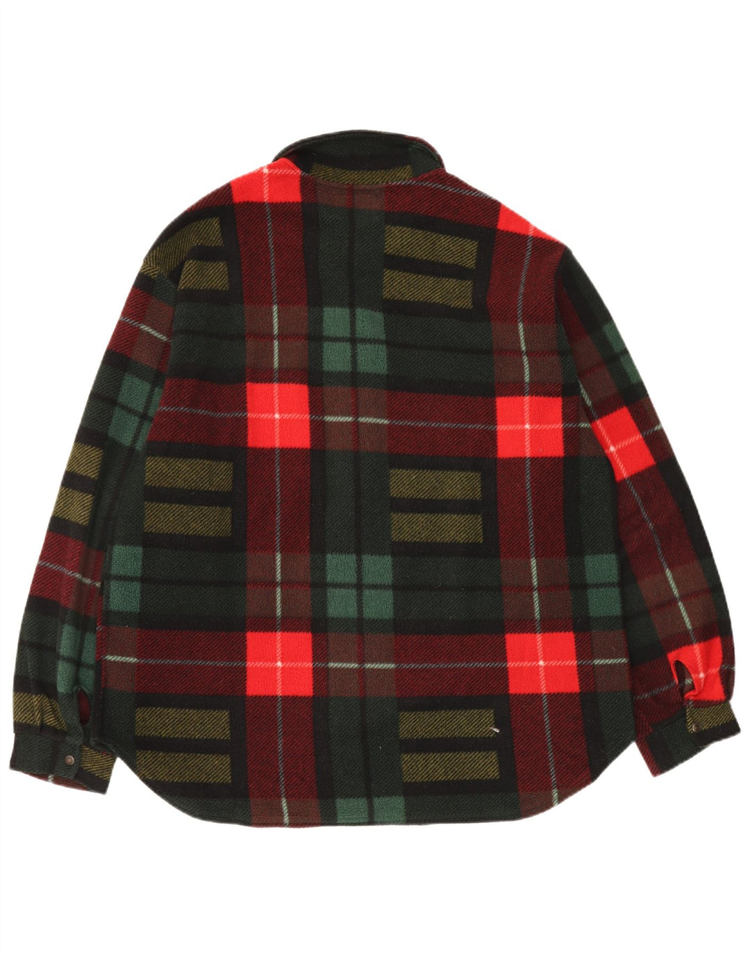 Camicia in pile da uomo vintage overshirt grande poliestere a quadri multicolore