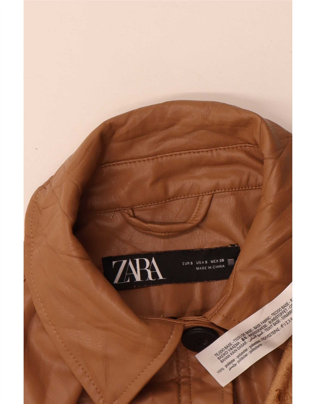 Soprabito oversize in ecopelle da donna Zara UK 10 piccolo in poliuretano marrone