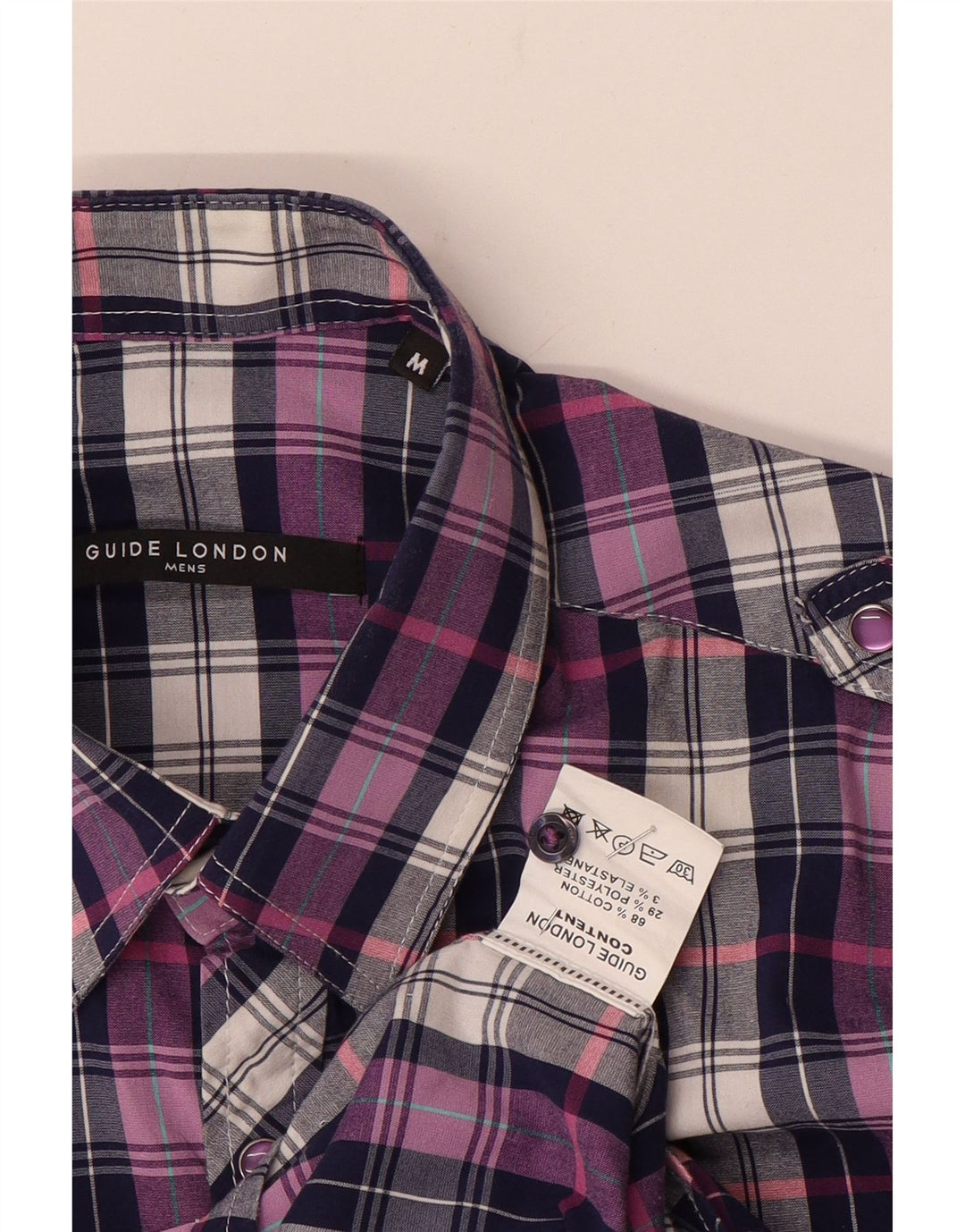 Camicia militare da uomo Guide London in cotone a quadri viola medio