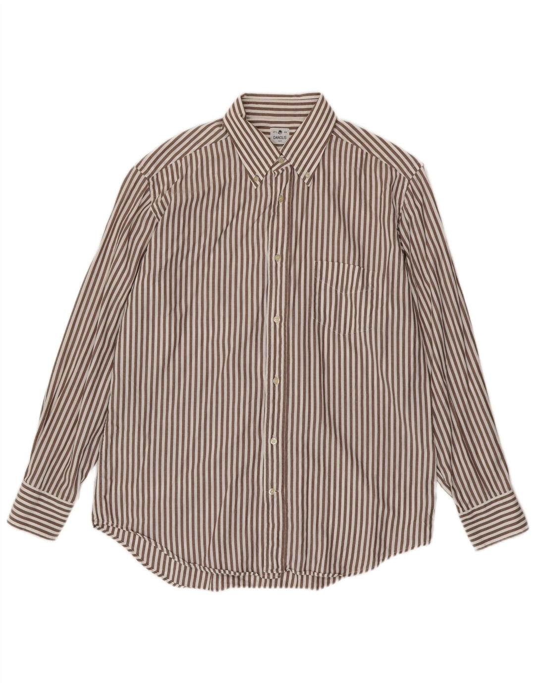 Camicia da uomo Danolis taglia 44 17 1/2 XL cotone a righe marrone