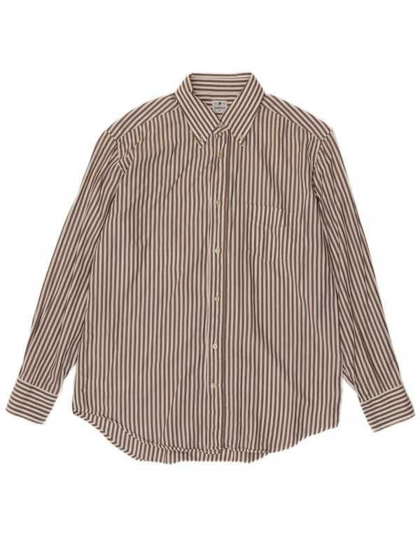Camicia da uomo Danolis taglia 44 17 1/2 XL cotone a righe marrone