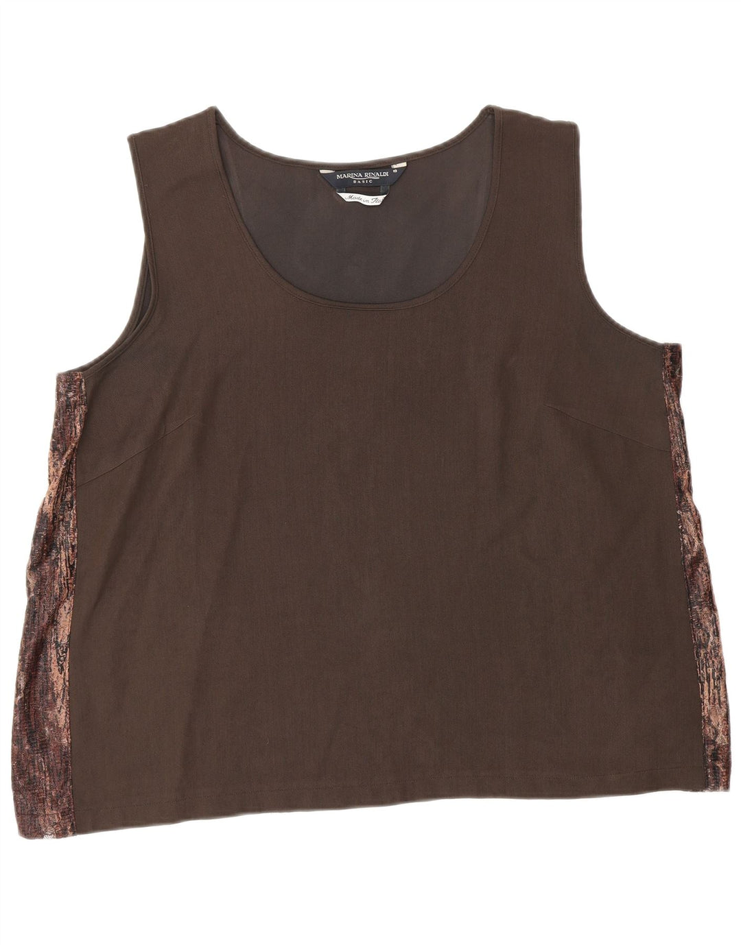 Marina Rinaldi Camicetta senza maniche da donna Taglia 19 Small Marrone Colorblock