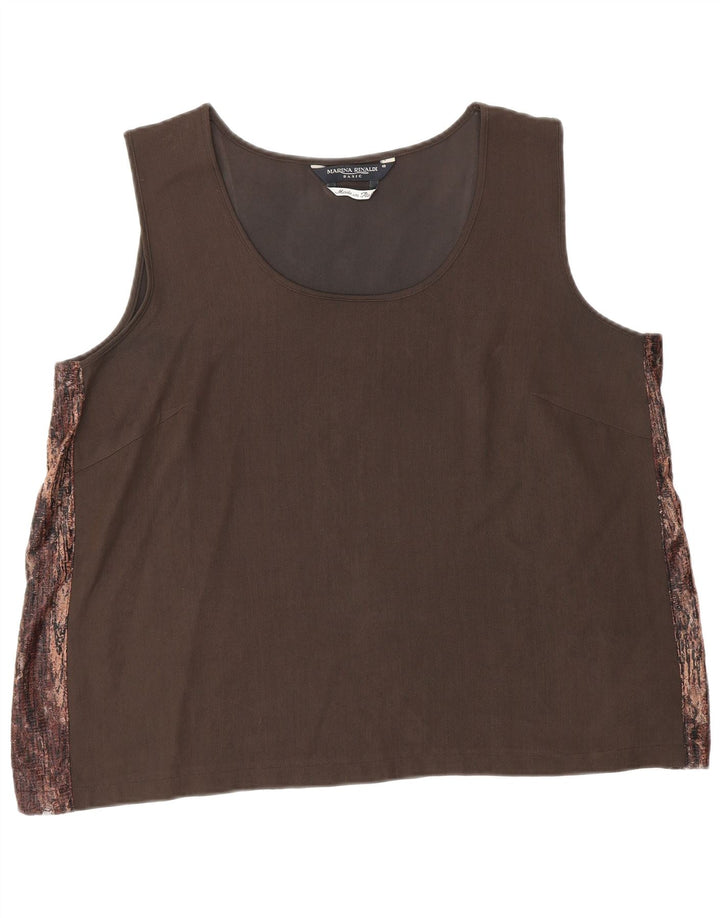 Marina Rinaldi Camicetta senza maniche da donna Taglia 19 Small Marrone Colorblock