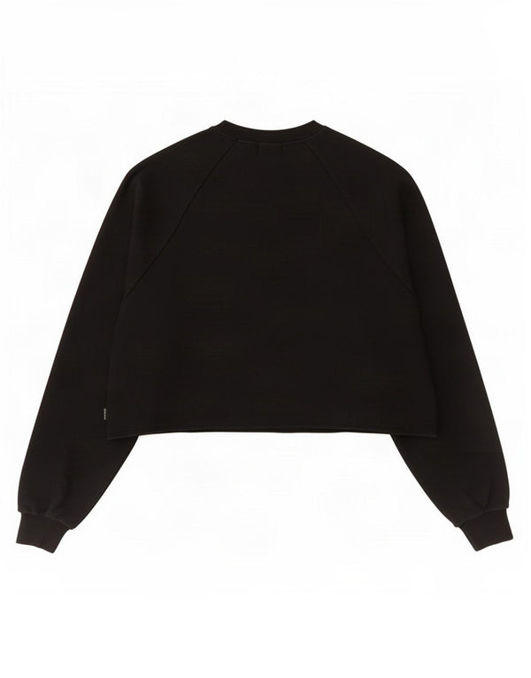 Converse Womens Oversized Graphic Crop Sweatshirt Jumper UK 10 Small Black