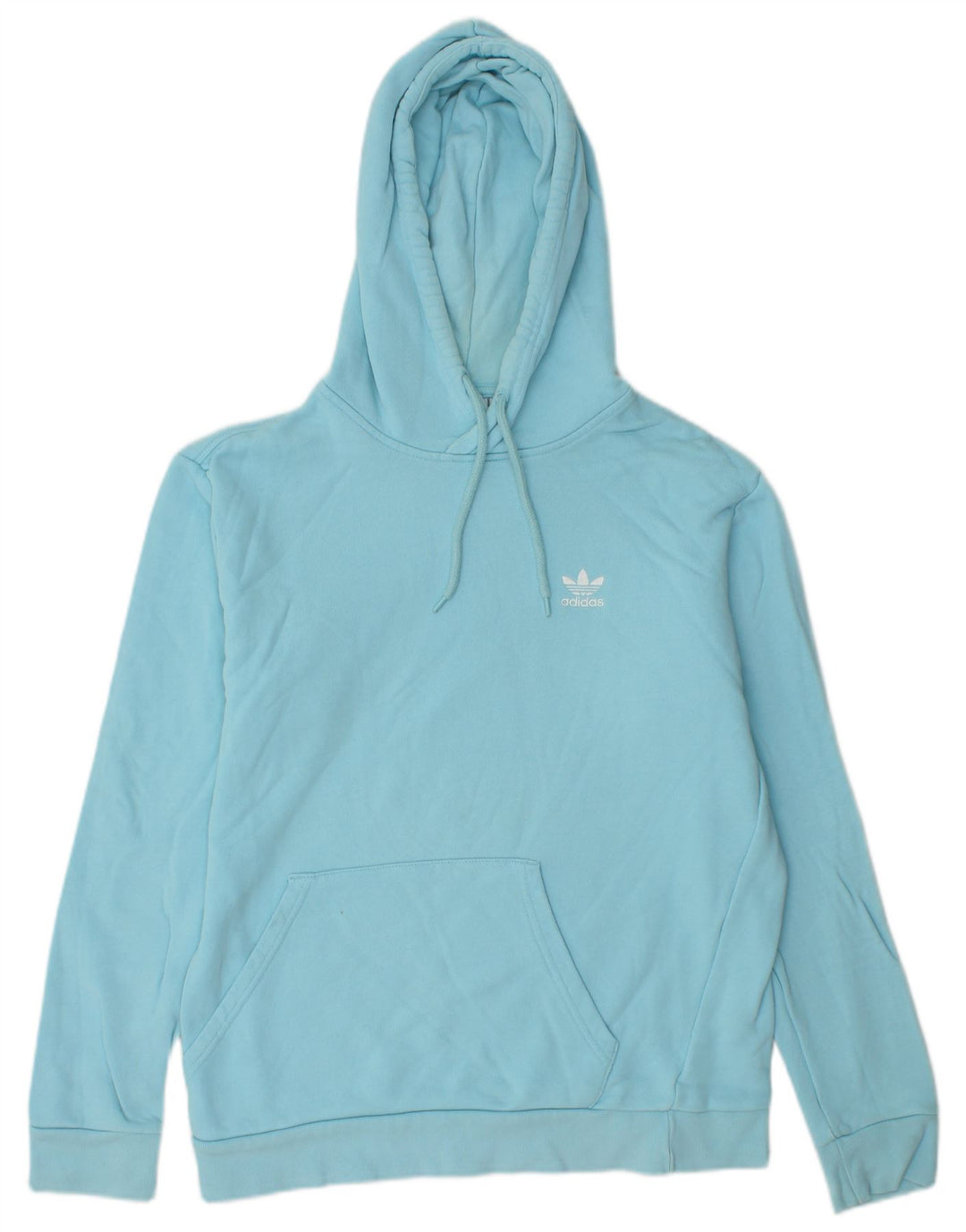 ADIDAS Womens Hoodie Jumper UK 14 Medium Blue Cotton