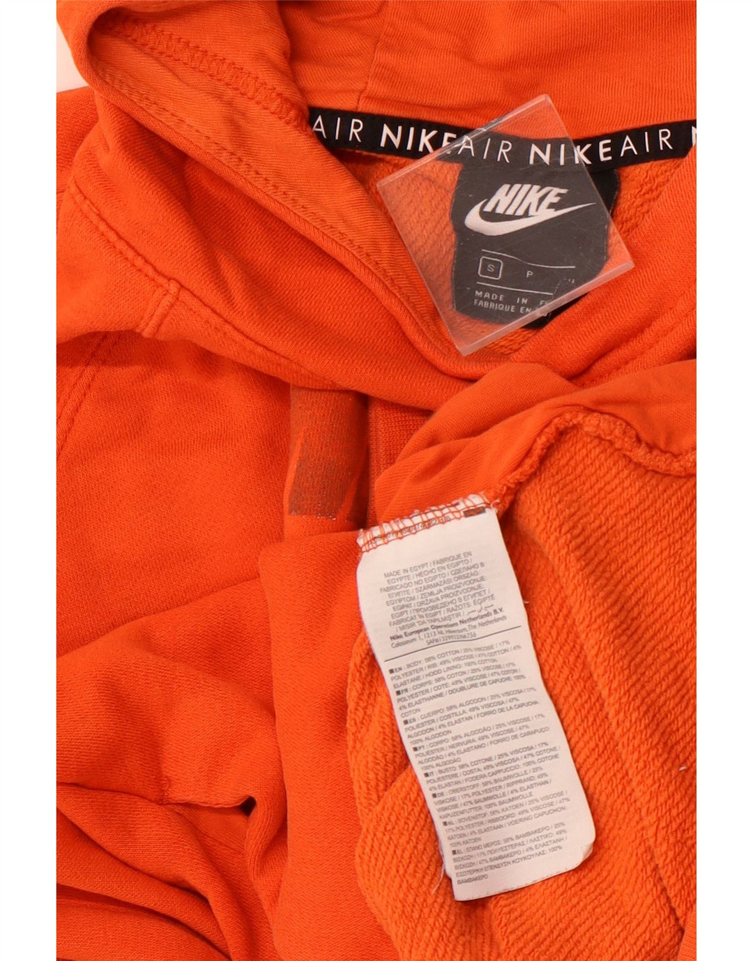 Felpa con cappuccio grafica ampia NIKE da donna UK 10 Small Orange Colourblock