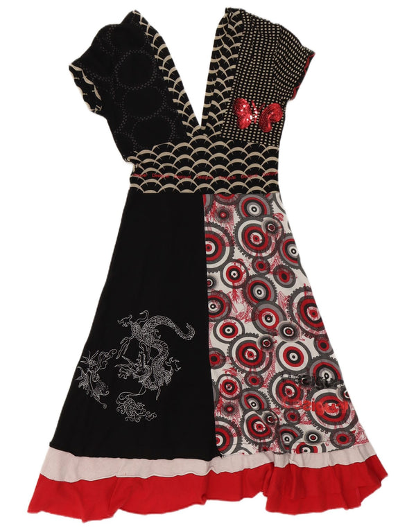 Desigual Womens Graphic A-Line Dress UK 10 Small Multicoloured Geometric