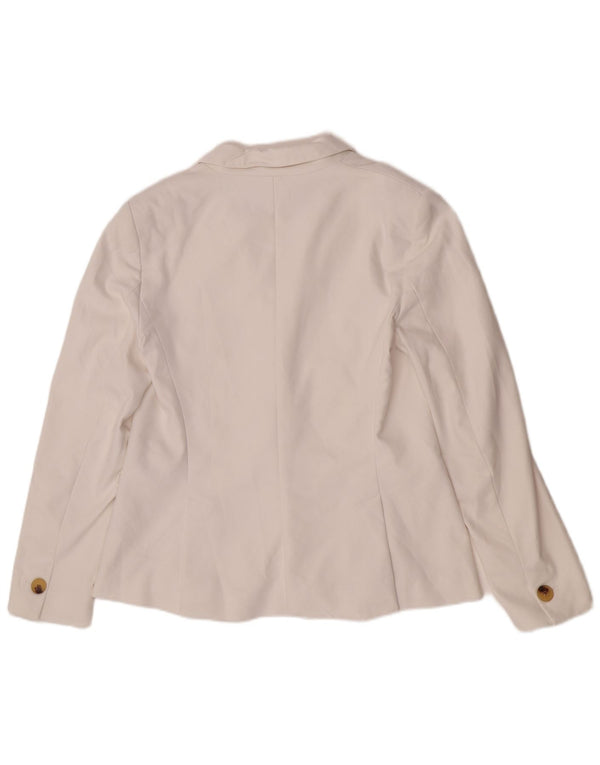Giacca blazer a 1 bottone da donna Zara UK 14 grande cotone bianco