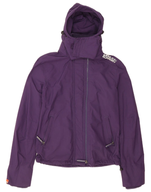 Giacca antipioggia da donna con cappuccio grafico Superdry UK 14 nylon viola medio