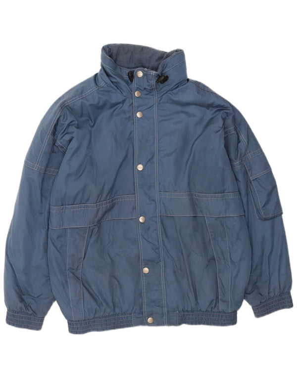 Giacca a vento vintage da uomo vestibilità ampia UK 40 grande poliestere blu