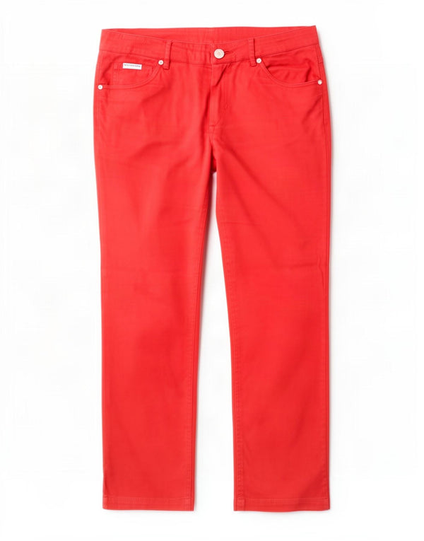 Pantaloni casual dritti da donna Benetton IT 46 Large W32 L30 Cotone rosso