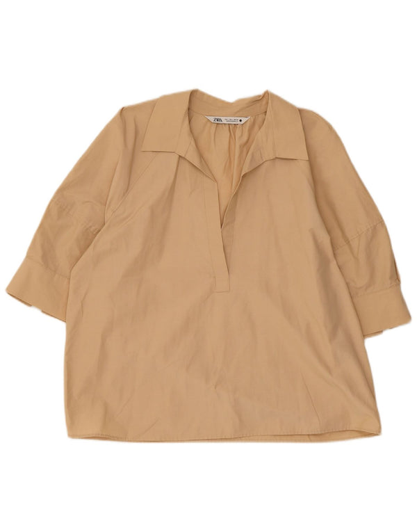 Camicetta da donna Zara Top UK 16 grande cotone beige