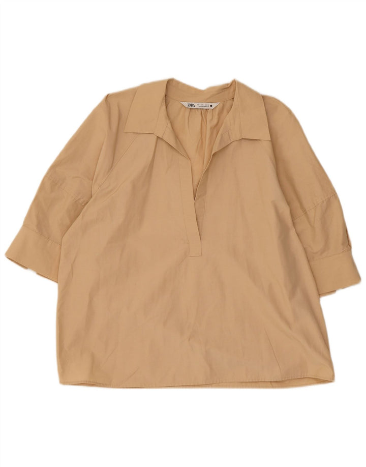 Camicetta da donna Zara Top UK 16 grande cotone beige