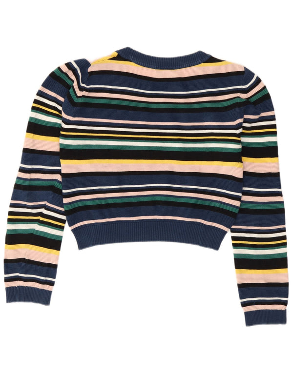 Topshop Maglione da donna con scollo a barchetta UK 12 Medio a righe multicolore