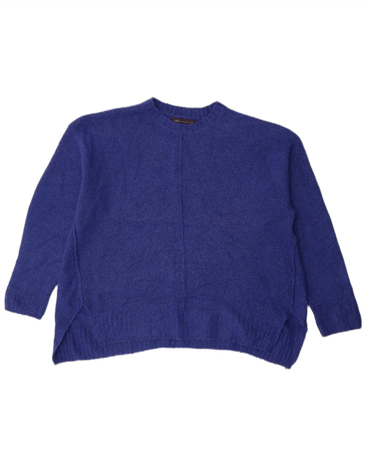Maglione maglione girocollo da donna Marks & Spencer UK 16 grande acrilico blu