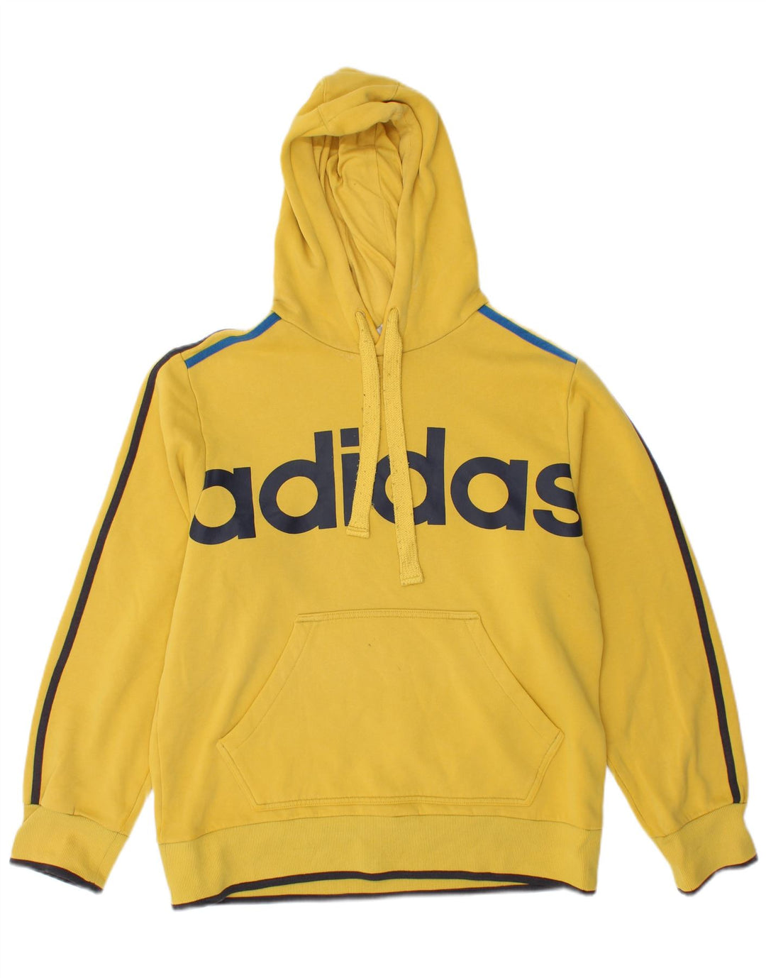 Maglione con cappuccio grafico da uomo Adidas in cotone giallo medio