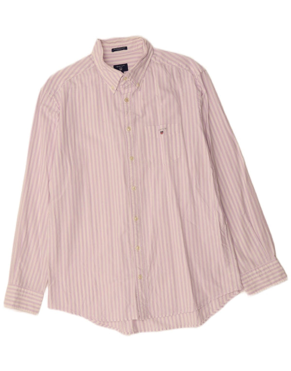 GANT Camicia da uomo vestibilità regolare taglia 43/44 17 1/2 XL cotone a righe viola