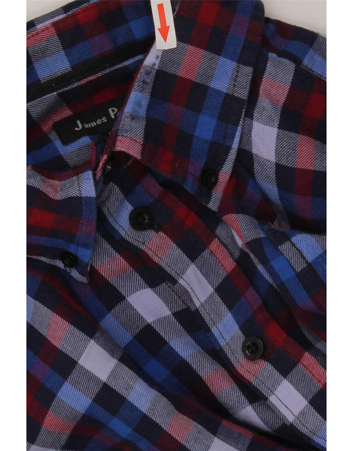 Camicia in flanella da uomo James Pringle, grande, in poliestere a quadri blu navy