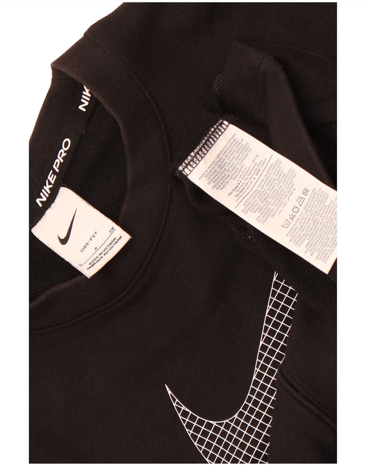 Felpa oversize con grafica Nike da donna UK 10 piccola in cotone nero