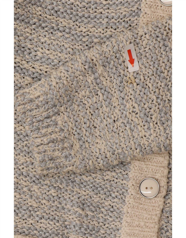 Maglione cardigan da donna Marks & Spencer UK 12 medio argento chiazzato