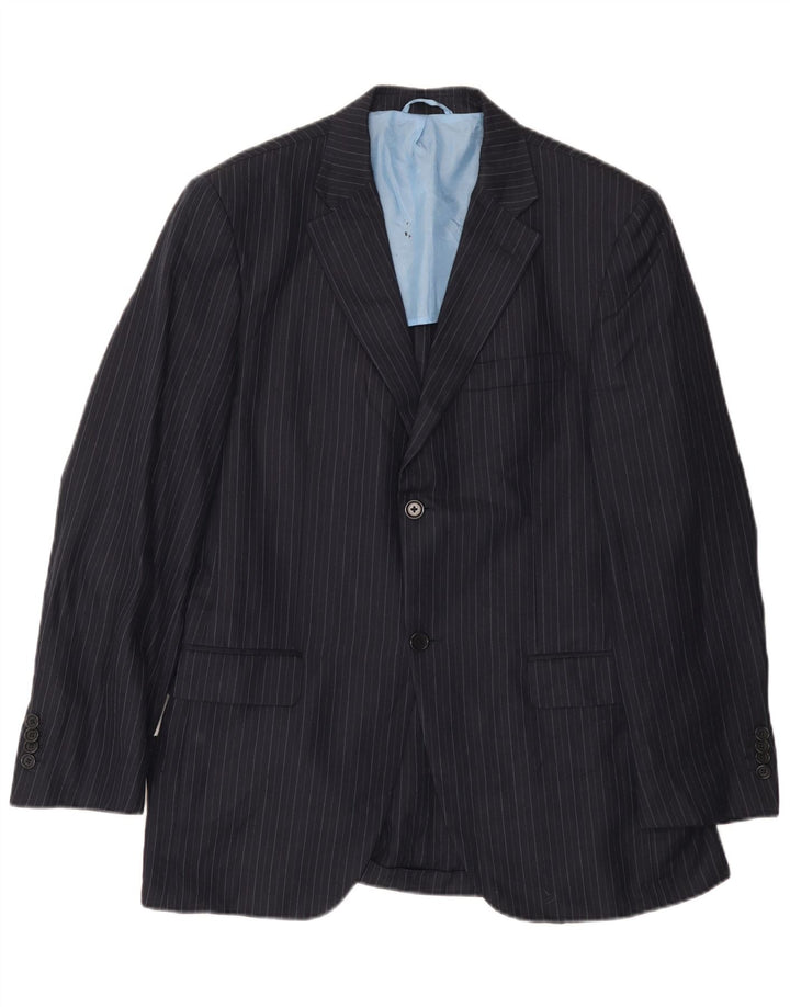 Giacca blazer da uomo a 2 bottoni Massimo Dutti taglia 50 2XL gessato blu navy