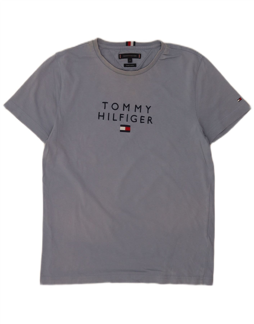 T-shirt grafica da uomo Tommy Hilfiger Top in cotone blu medio