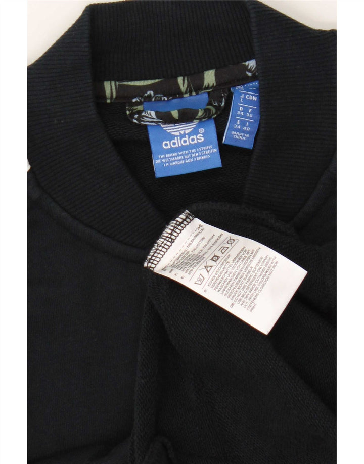 Giacca da ginnastica grafica da donna Adidas UK 8 piccola in cotone nero