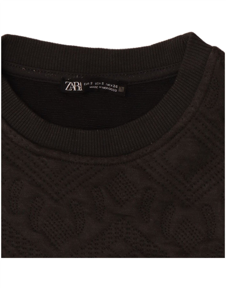 ZARA Womens Oversized Sweatshirt Jumper UK 10 Small Brown Geometric