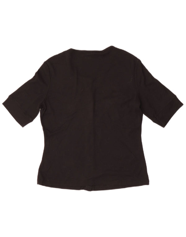 Top cardigan a maniche corte da donna Jigsaw UK 12 medio nero modal