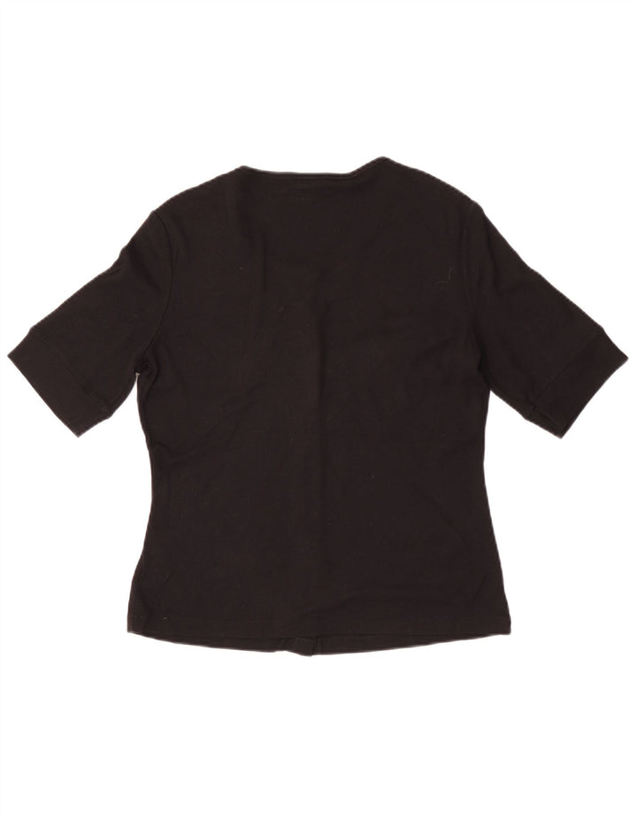 Top cardigan a maniche corte da donna Jigsaw UK 12 medio nero modal