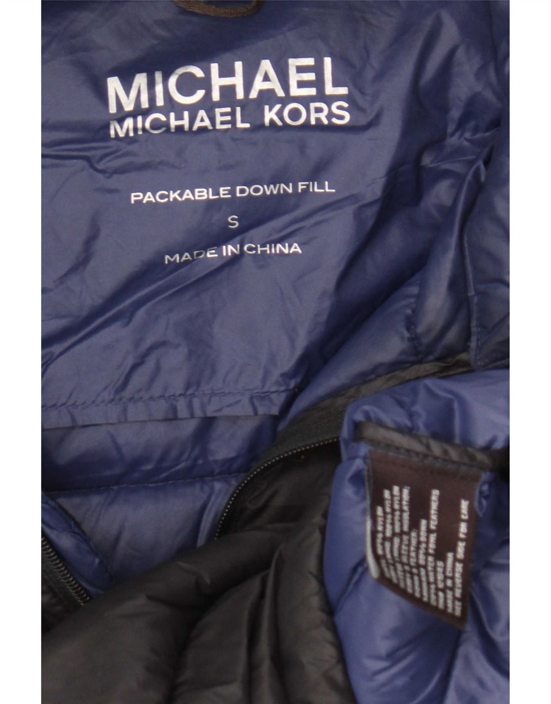 Giacca imbottita da uomo Michael Kors UK 38 piccola in nylon blu navy
